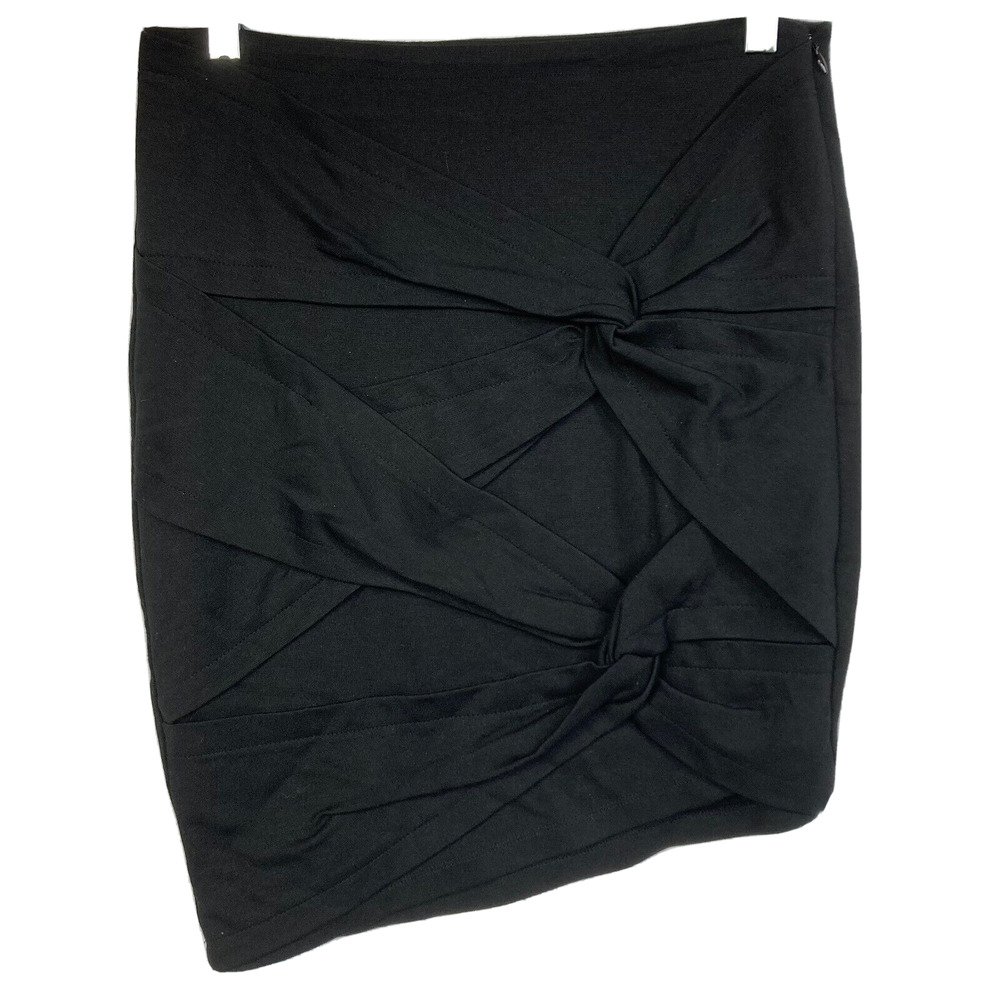 Robert Rodriguez Skirt Womens Sz 8 Black Knit Stretch Knotted Asymmetric Mini